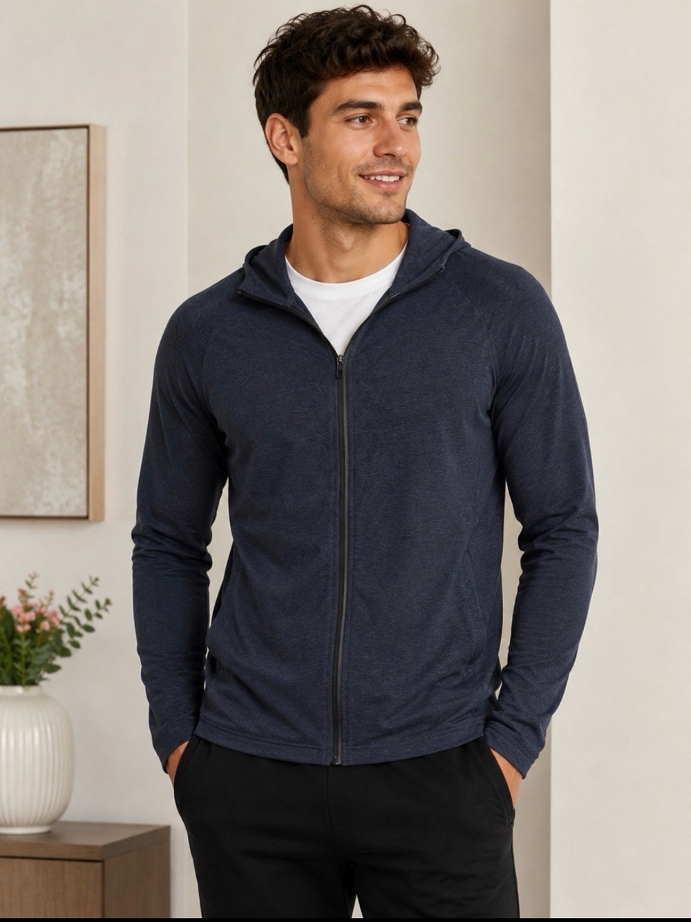 lululemon athletica Men's Dark Navy Full-Zip Hooded Jacket